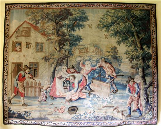 A Teniers tapestry, London c.1725, attributed to the workshop of John Vanderbank, H.7ft W.8ft 10in.